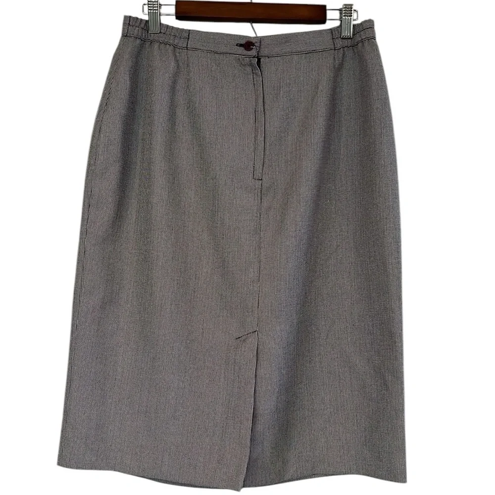 VINTAGE THE SUIT COMPANY MICRO CHECKERED PRINT MIDI PENCIL SKIRT BLU WHT SIZE 14